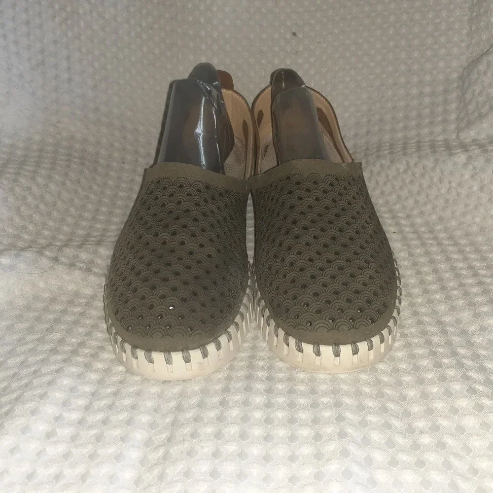 ILSE JACOBSON-Tulip 3565-Deep Olive/Tan Brown Suede/Nubuck-Sz 40/9.5-Excellent